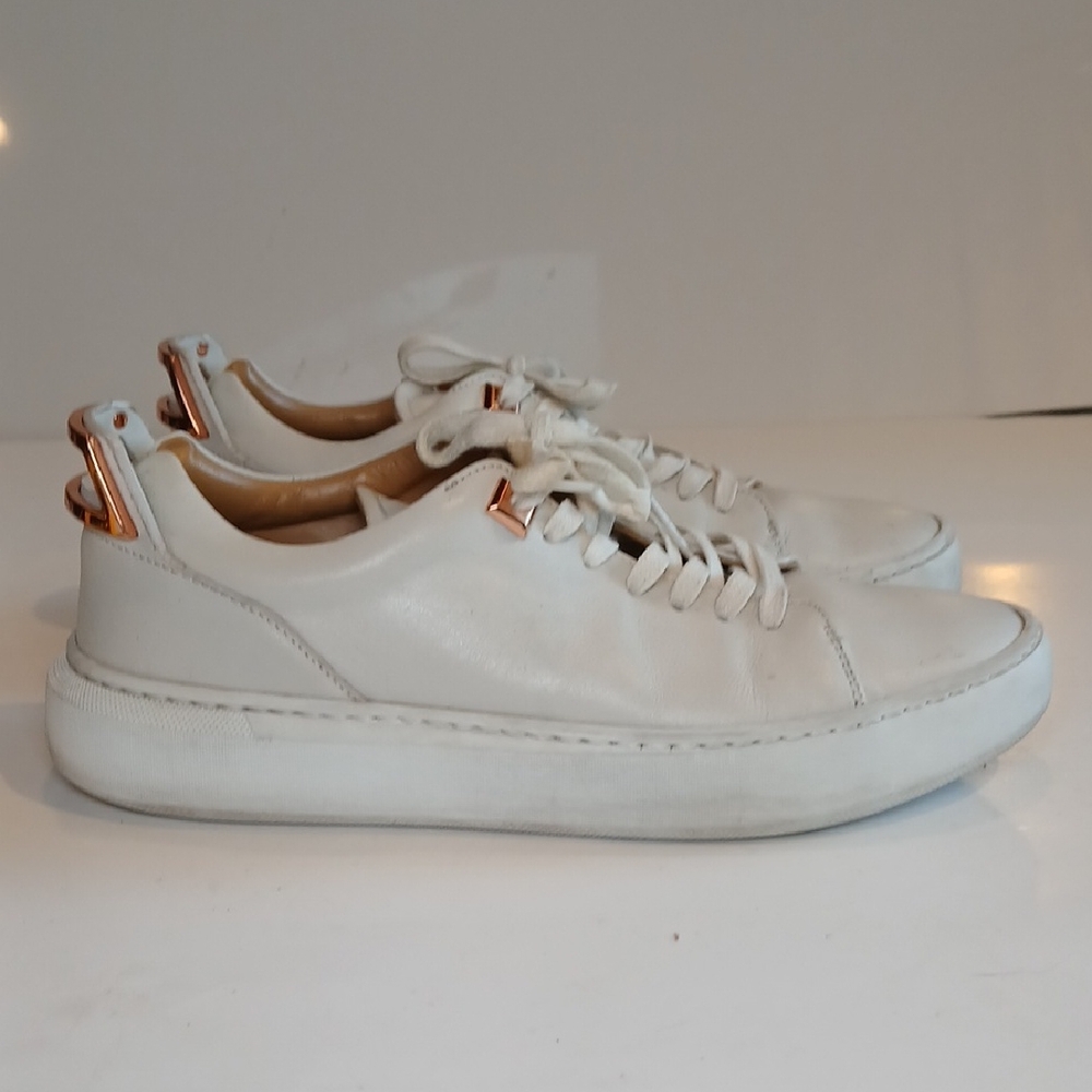 👟 Buscemi White Leather Low Top Sneakers | Copper Accents | IT 38